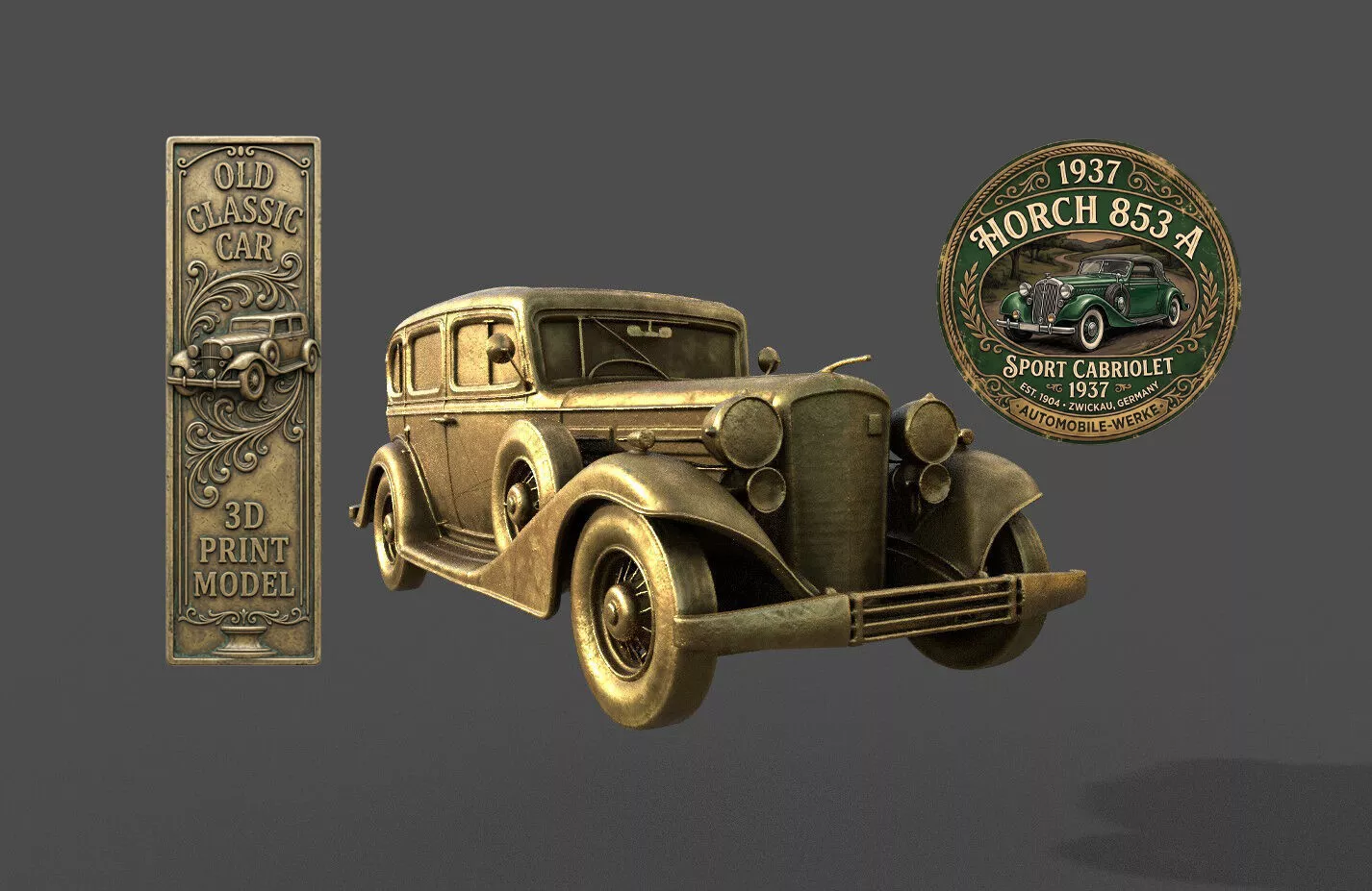 old classic car 3D print model 3D print model