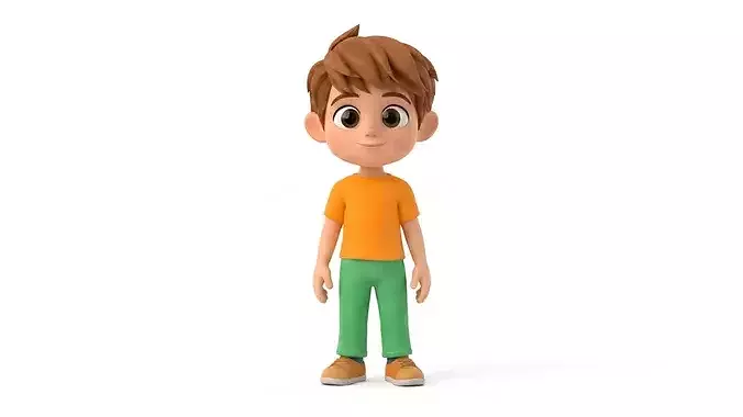 Cute Cartoon Boy Character Rigged  Animated Stylized Kid Avatar
