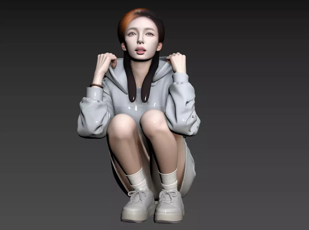 197- Chinese Style Scene - Girl in a Hoodie Free 3D model
