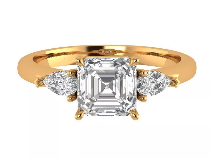 Princess Pear Three Stone Ring 3D print model