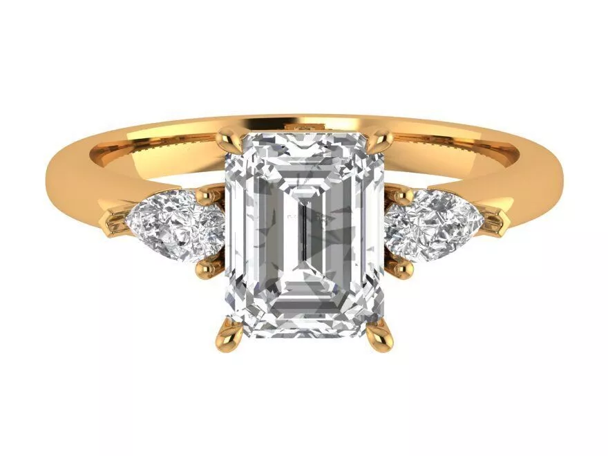 Radiant Three Stone Ring 3D print model