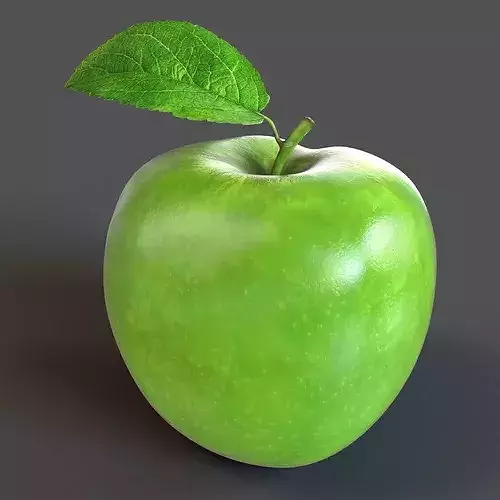 Green Apple Low-poly 3D model 3