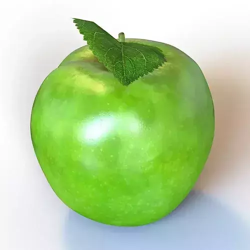 Green Apple Low-poly 3D model 7