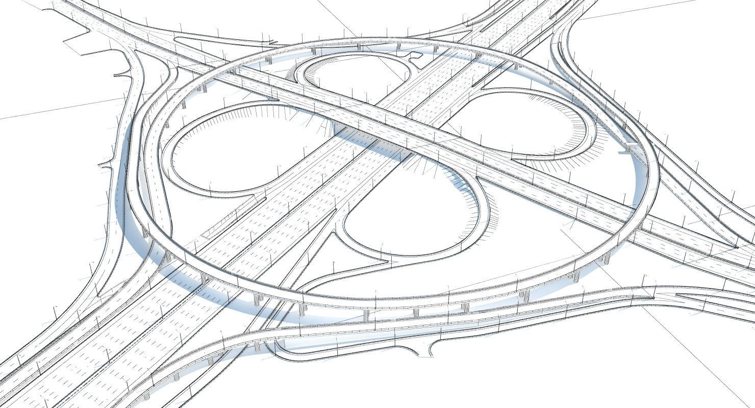 Highway Road Junction 3D model_10