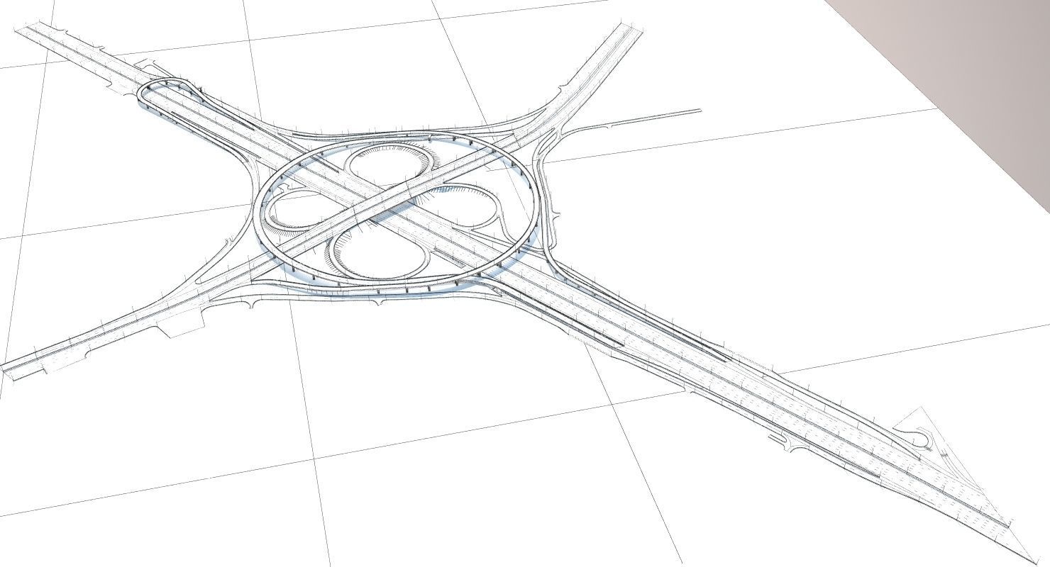 Highway Road Junction 3D model_9