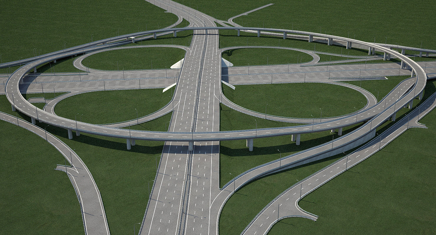Highway Road Junction 3D model_4