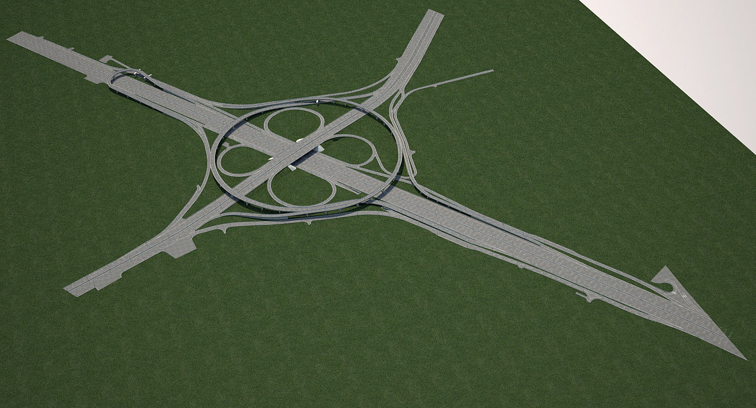 Highway Road Junction 3D model_7