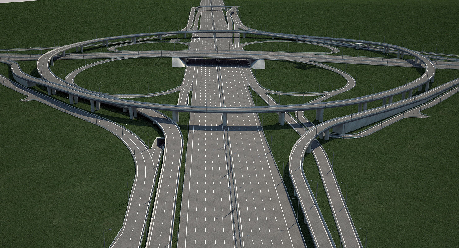 Highway Road Junction 3D model_3