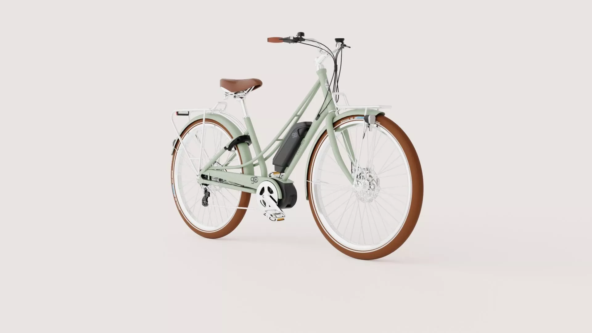 Women s Electric City Bike - Green Low-poly 3D model