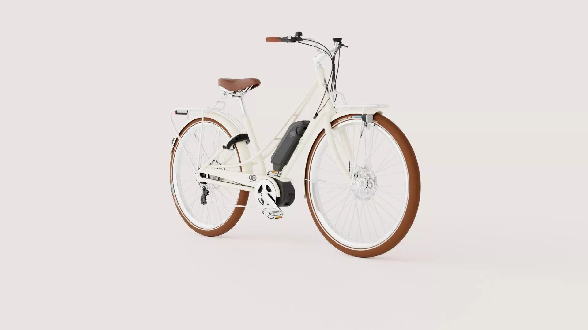 Women s Electric City Bike - Cream Low-poly 3D model