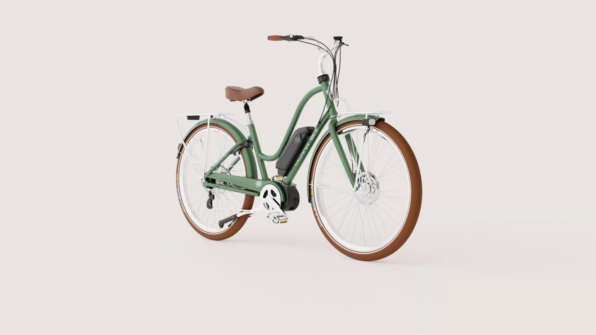 Women s Urban Electric Bicycle - Green Low-poly 3D model