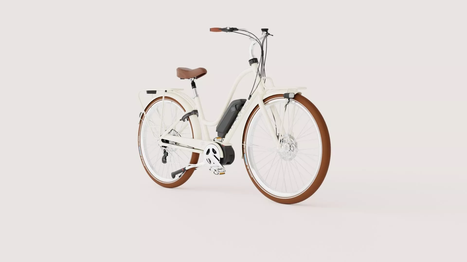 Women s Urban Electric Bicycle - Cream Low-poly 3D model