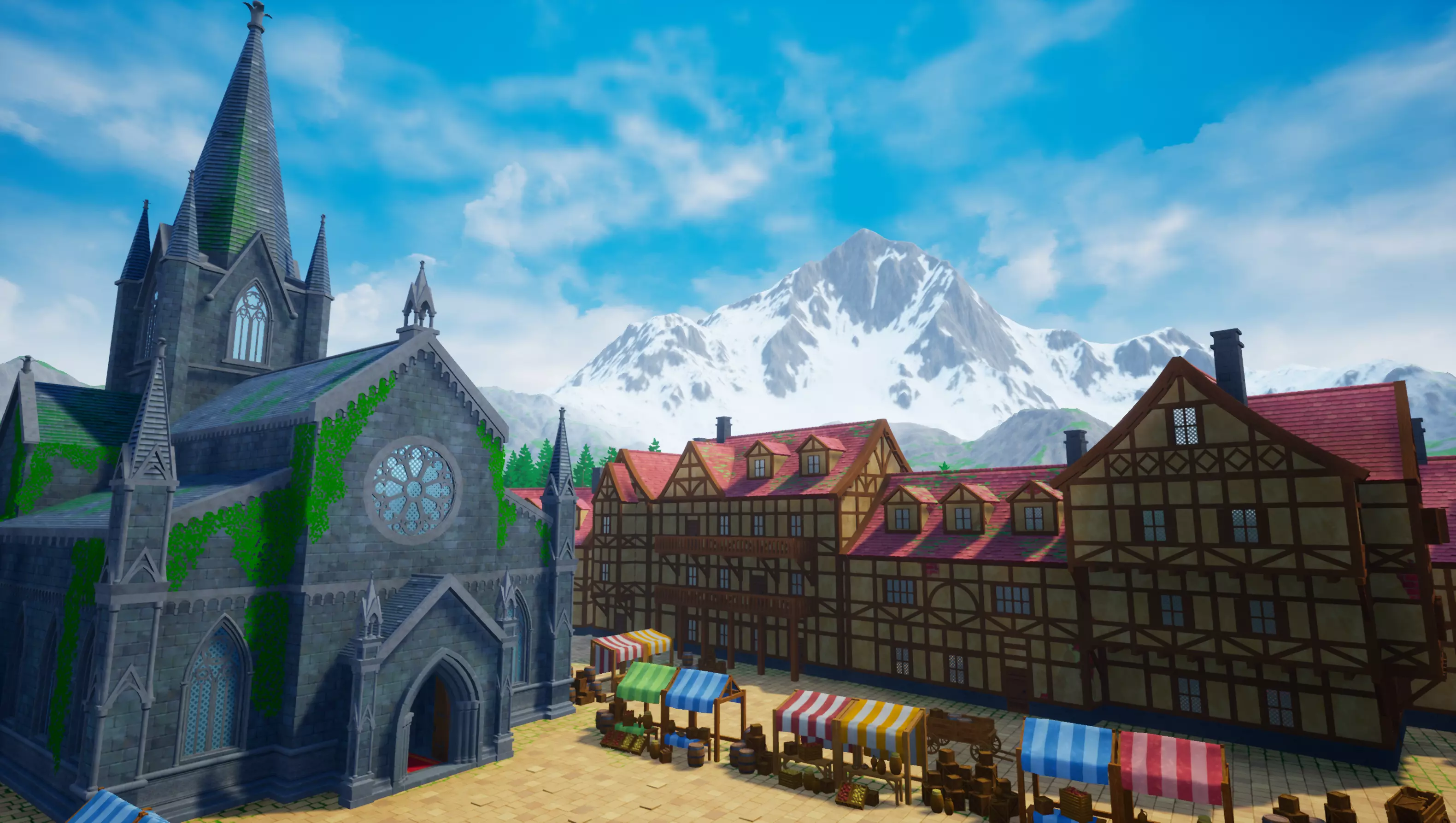Modular Stylized Medieval Town 3D model