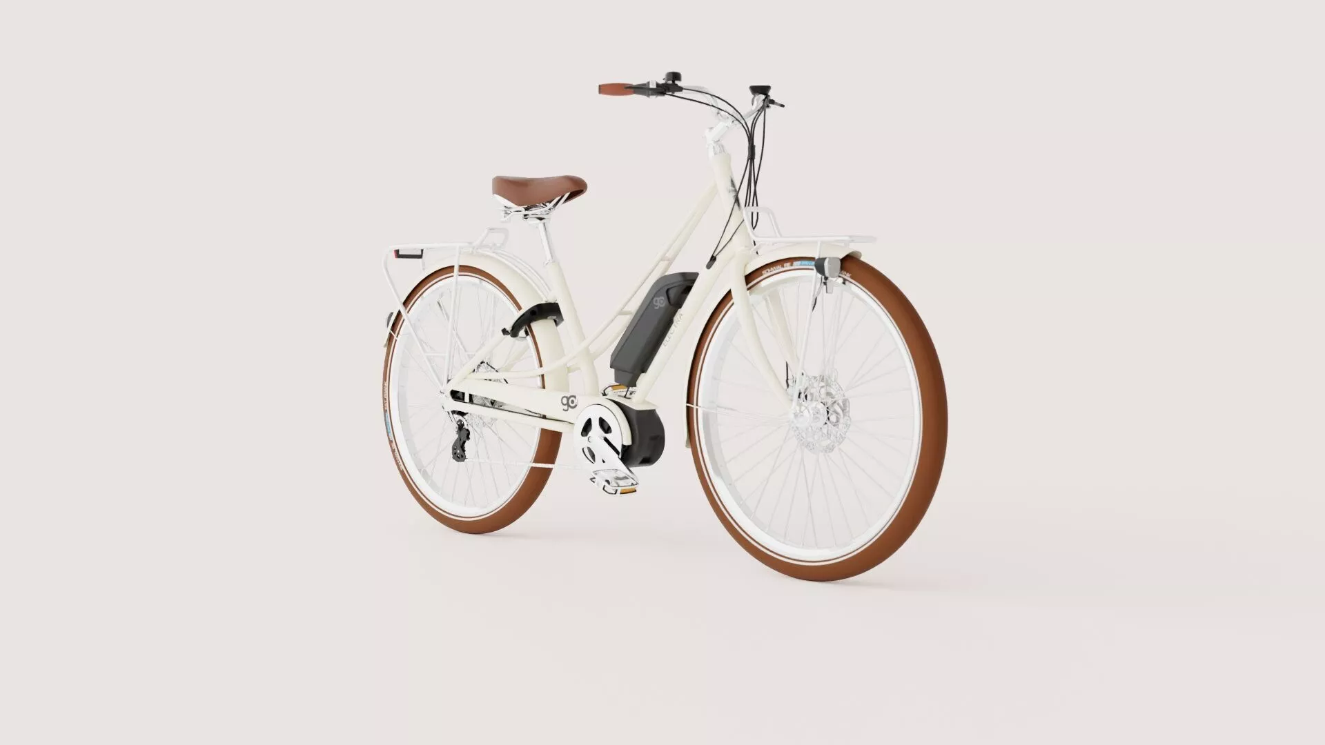 Women s Electric City Bike - Cream Low-poly 3D model