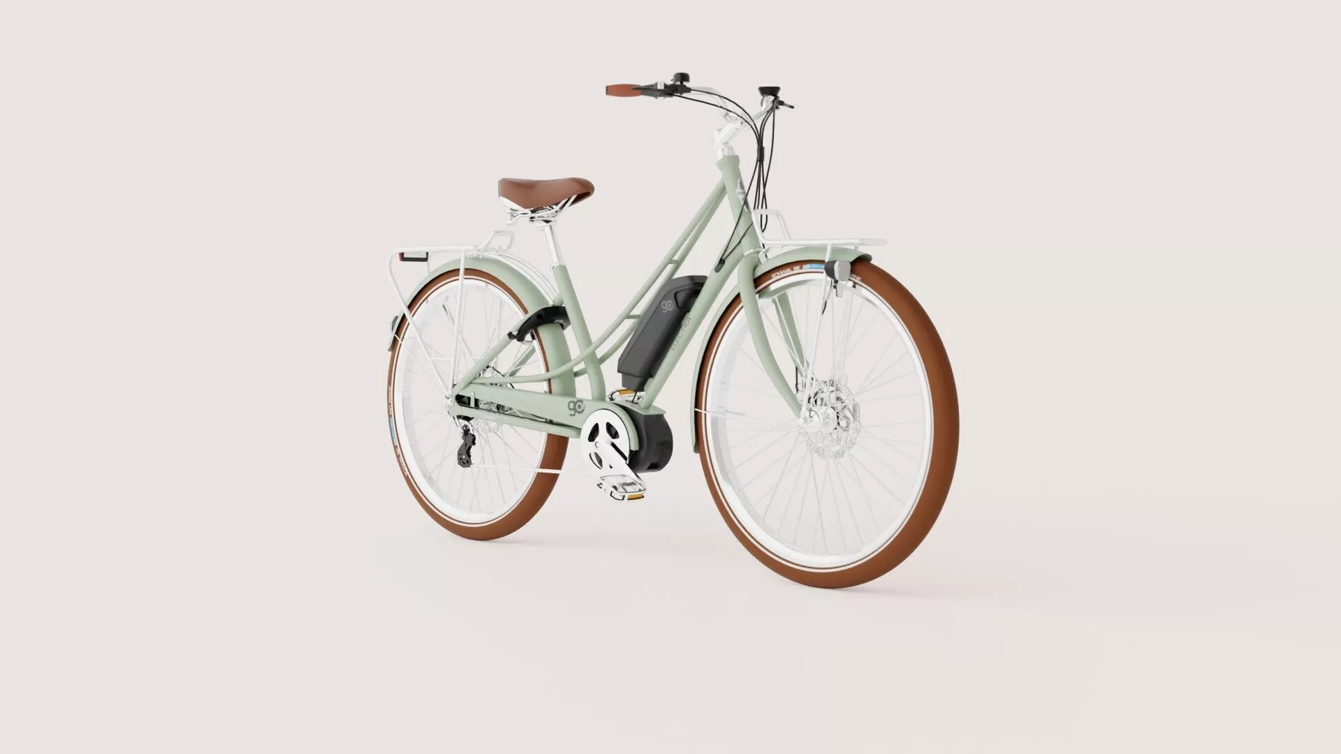 Women s Electric City Bike - Green Low-poly 3D model