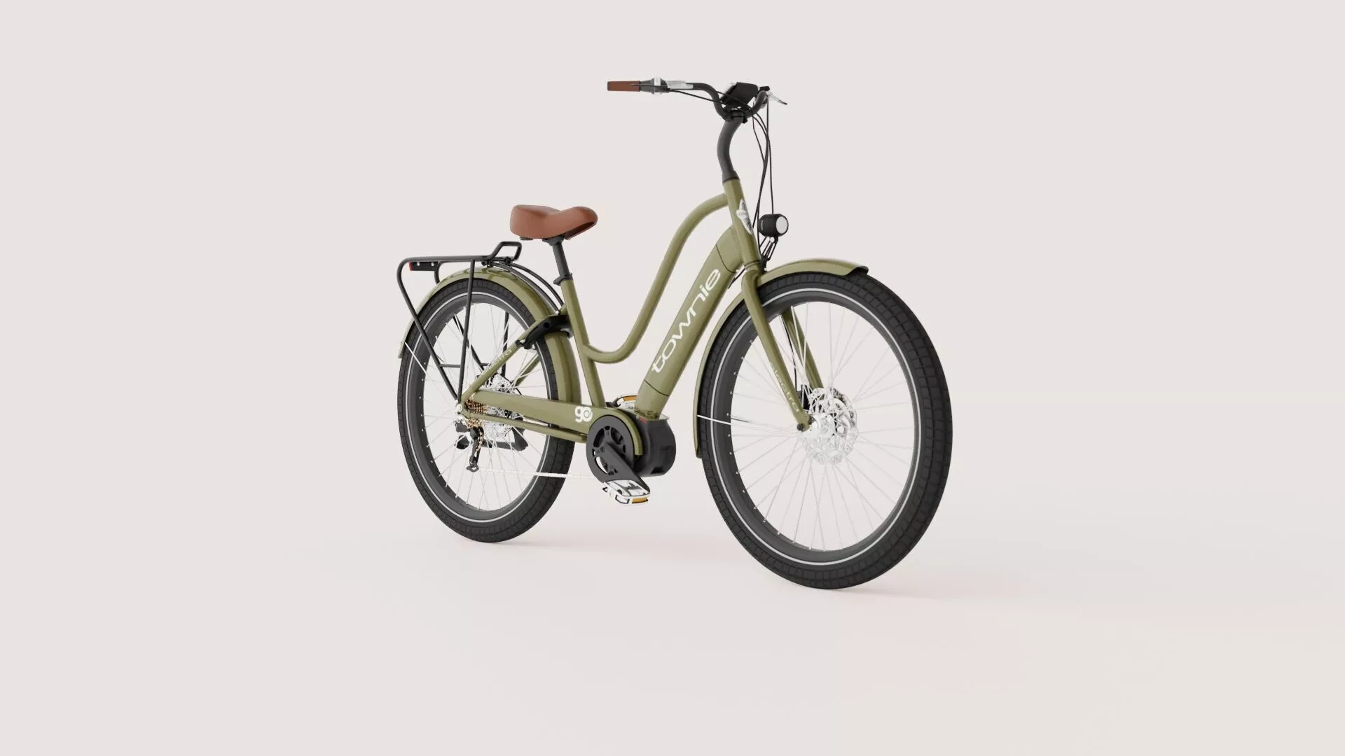 Men s Urban E-Bike - Olive Low-poly 3D model