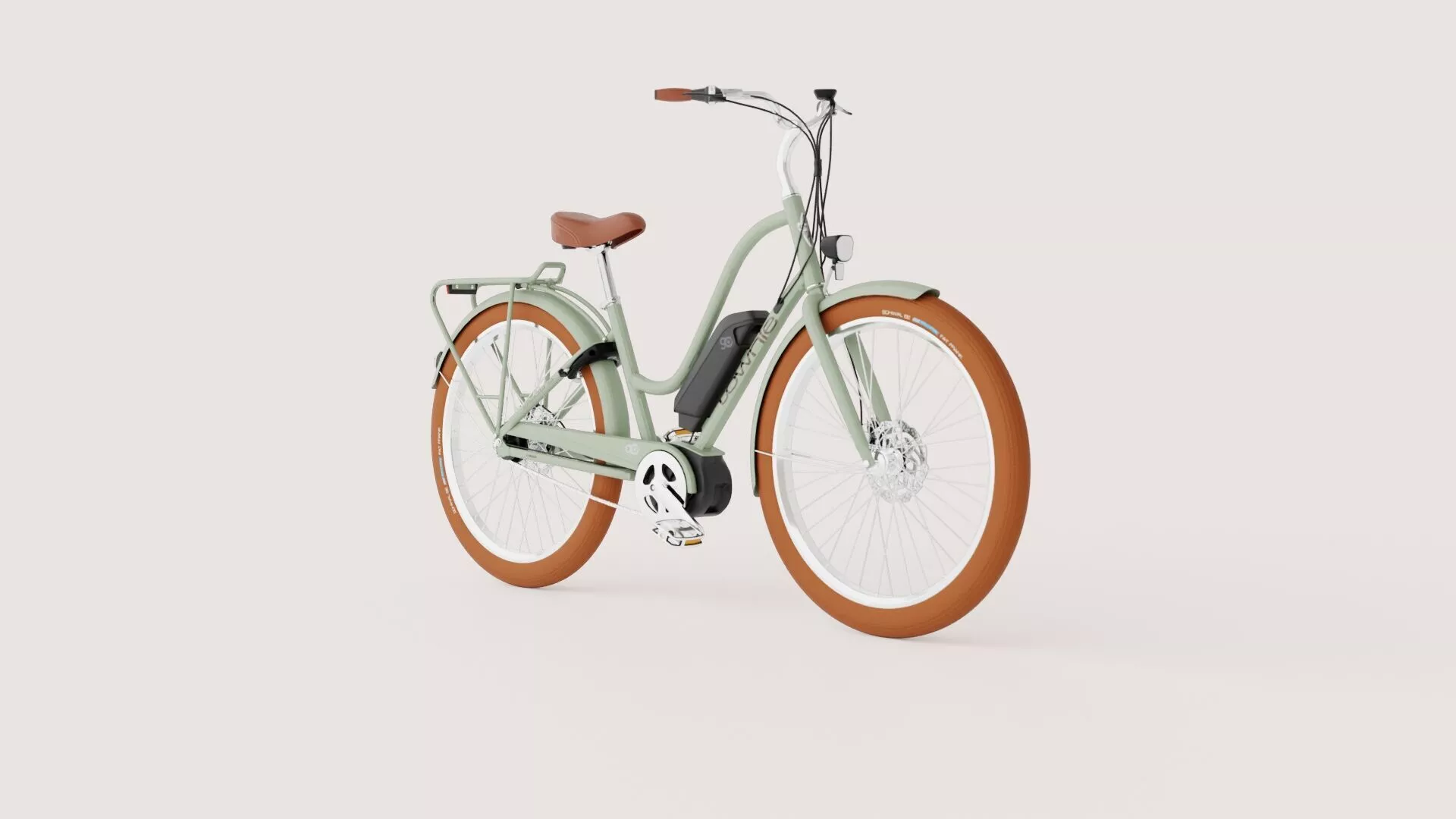 Men s Urban E-Bike - Green Low-poly 3D model