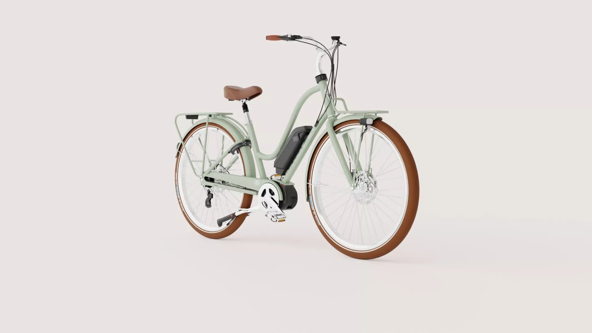 Women s Urban Electric Bicycle - Green Tea Low-poly 3D model