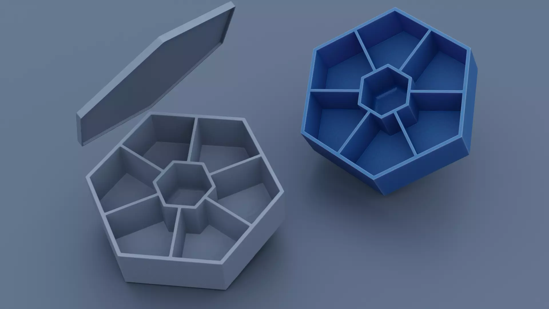 Hexagonal Spice Box and Desktop Organizer with Lid 3D print model