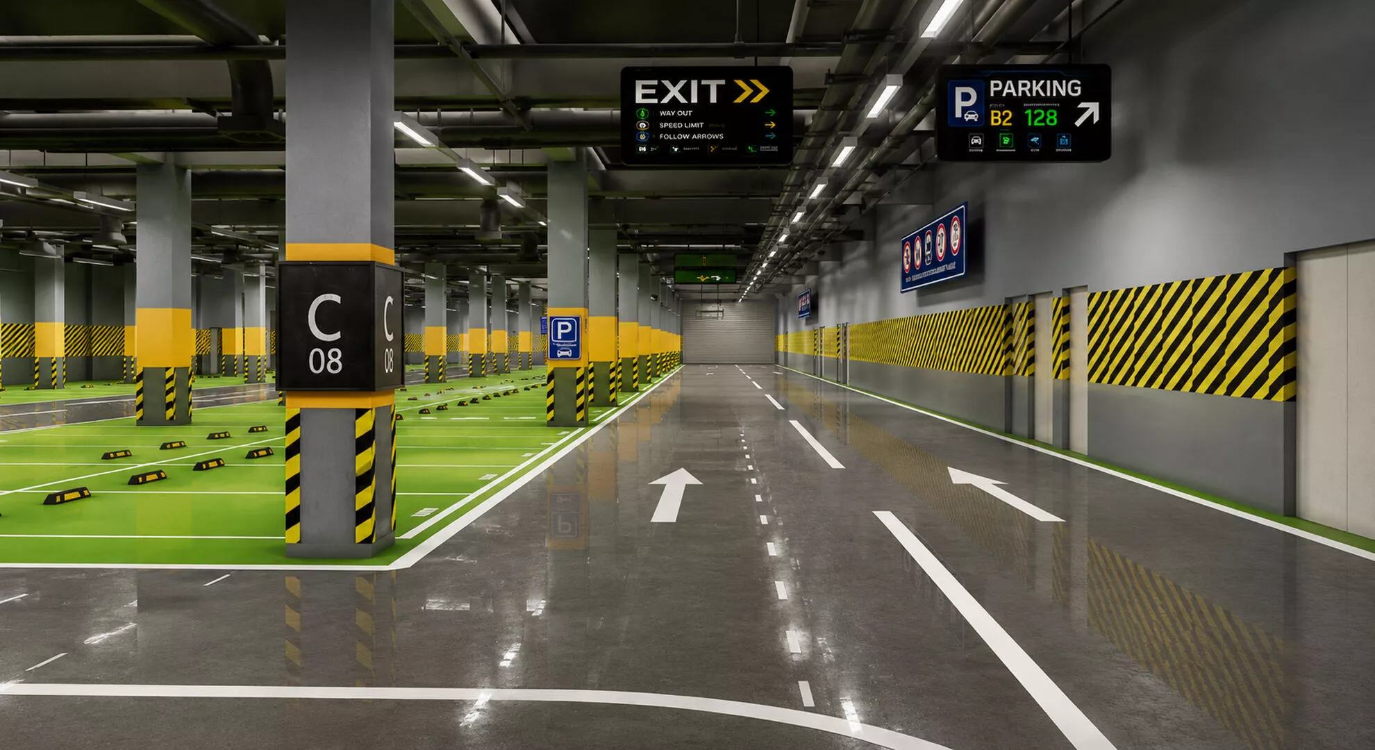 Realistic Underground Parking Garage 3D Environment 3D model