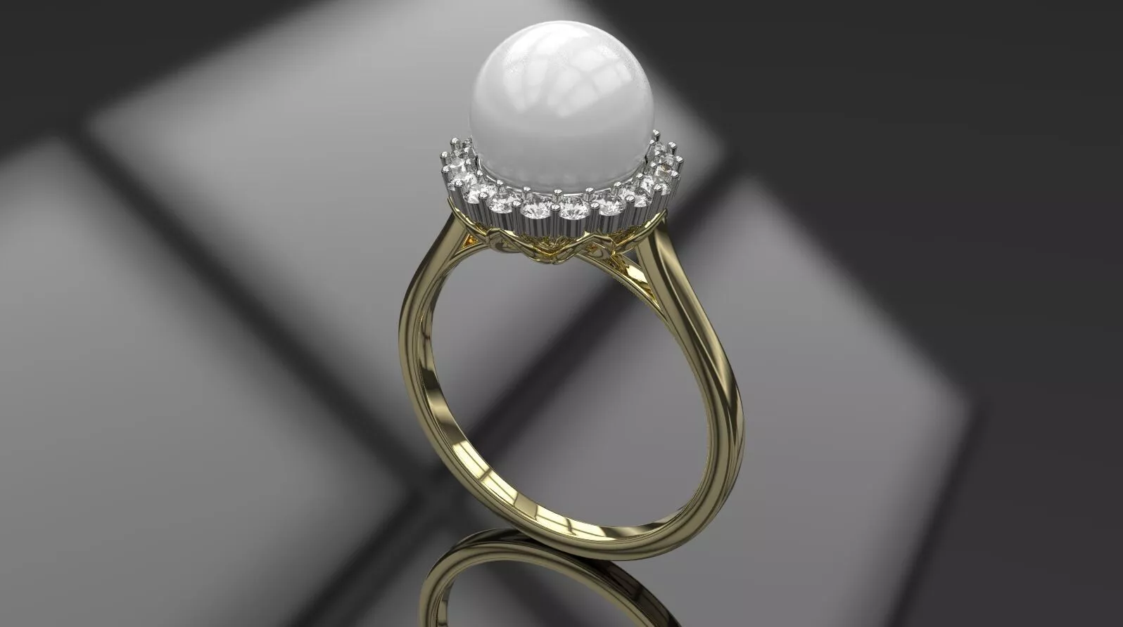 Elegant Pearl Halo Ring 3D Model 3D print model