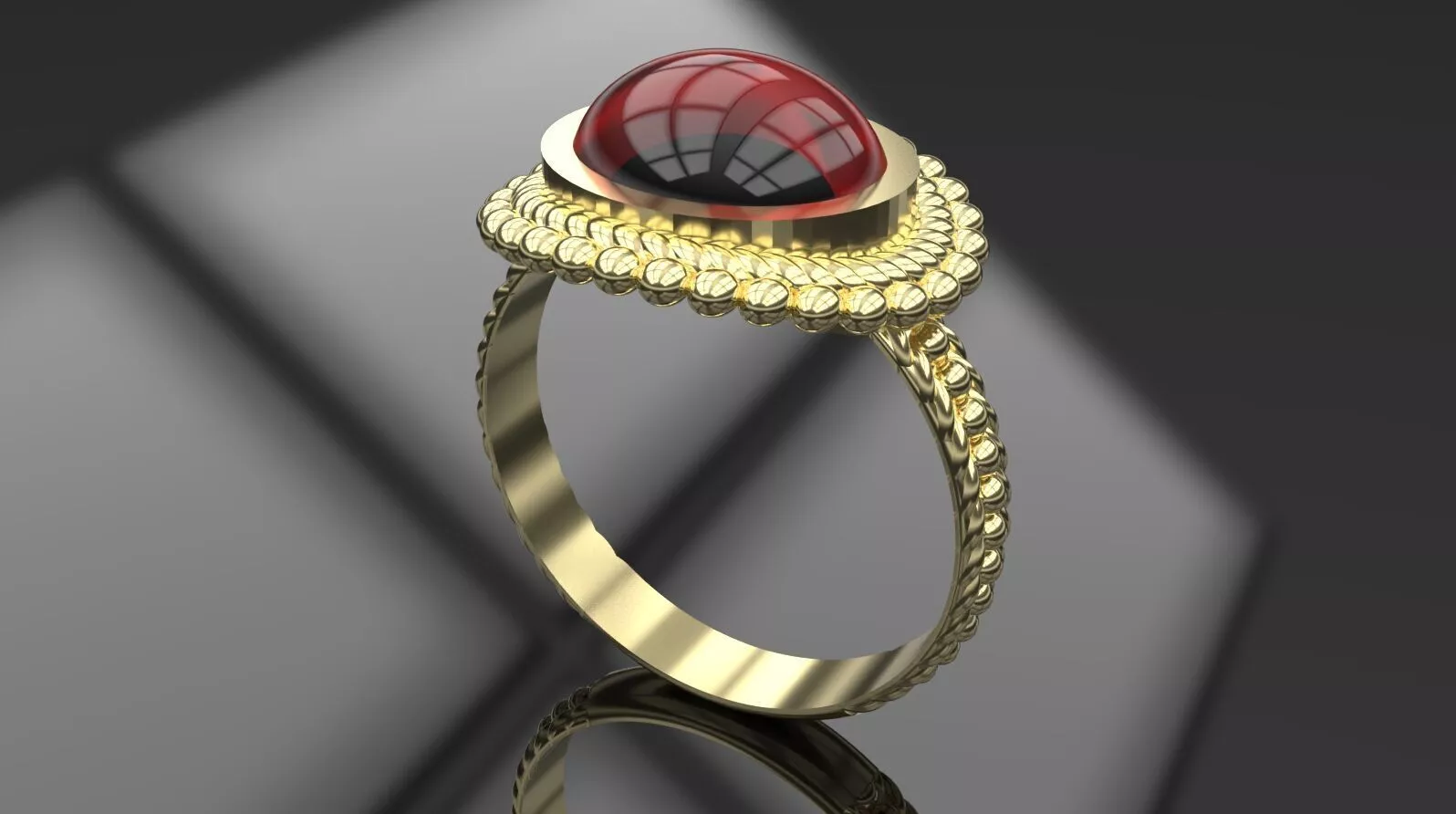 Beaded Cabochon Ring 3D print model