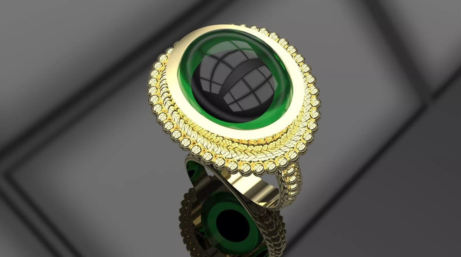Byzantine Cabochon Ring 3D print model