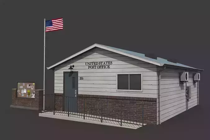 Suburban Post Office Low-poly 3D model