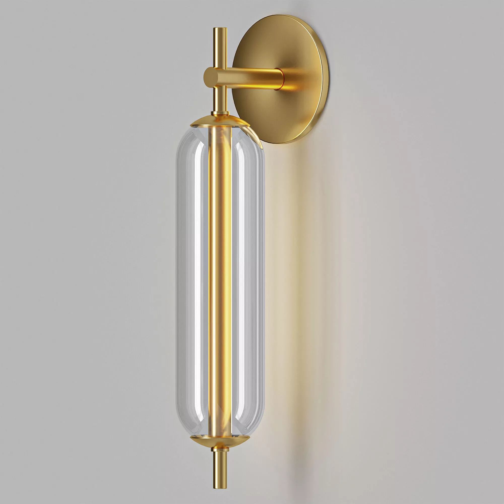 Zev Modern Brass Vertical Glass Wall Sconce 3D model