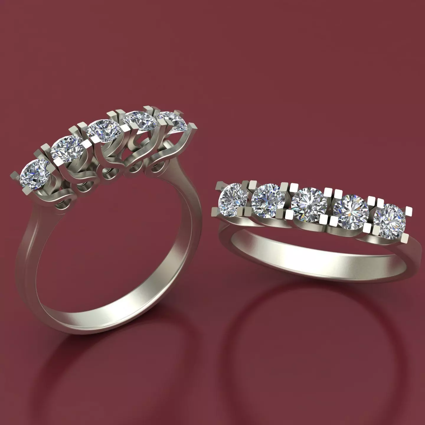 5 Diamond 3D Ring Model Printable  Free 3D print model_0