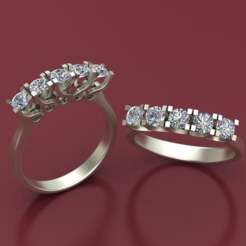 5 Diamond 3D Ring Model Printable  Free 3D print model