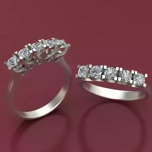 5 Diamond 3D Ring Model Printable  Free 3D print model