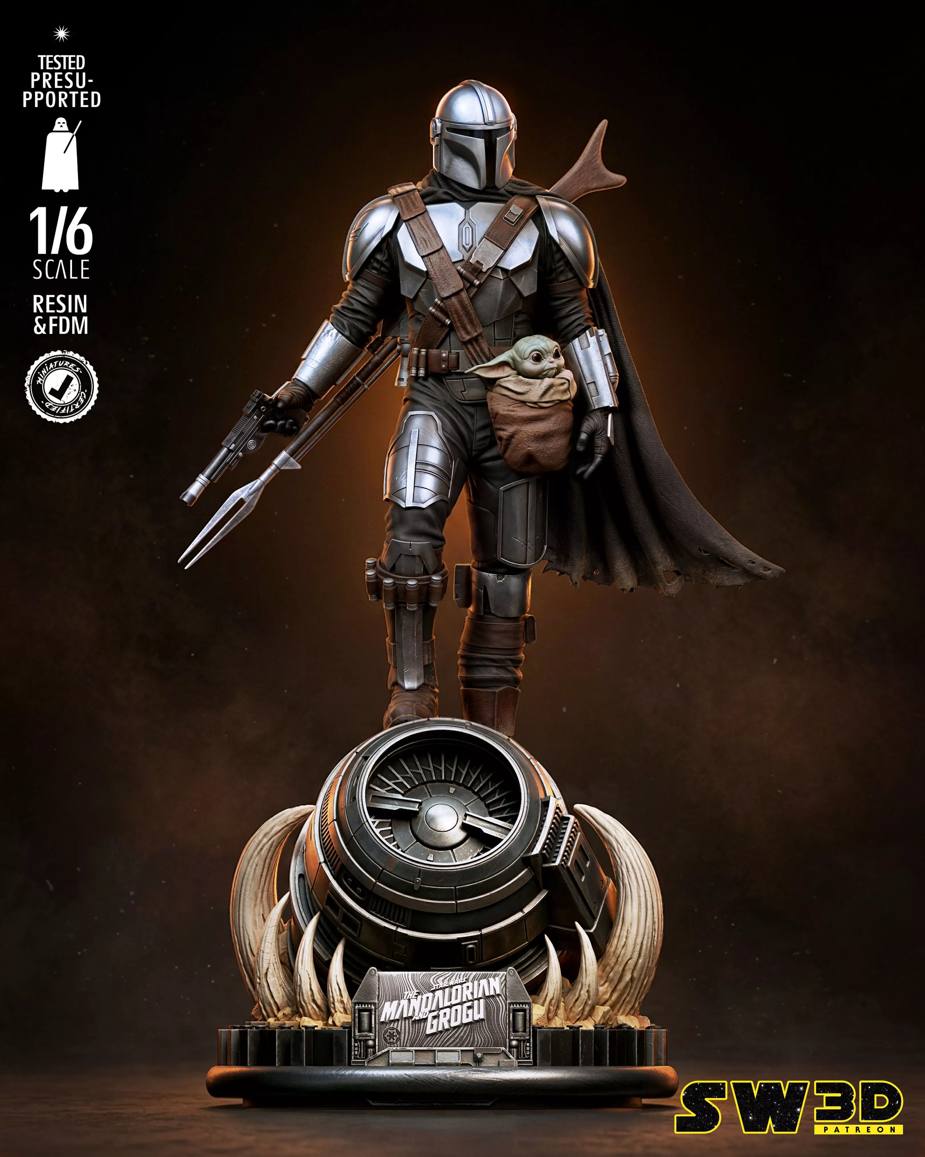 STAR WARS Mandalorian and Grogu Sculpture 3D print model