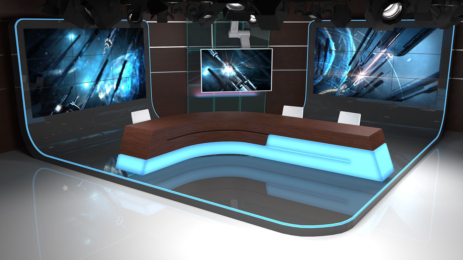 Virtual TV Studio 06 PBR Low-poly 3D model_11