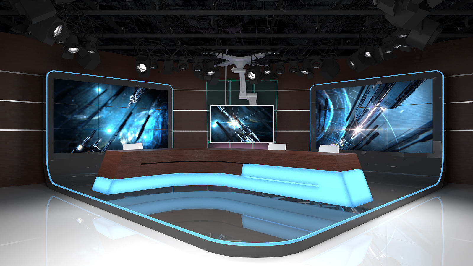 Virtual TV Studio 06 PBR Low-poly 3D model_3
