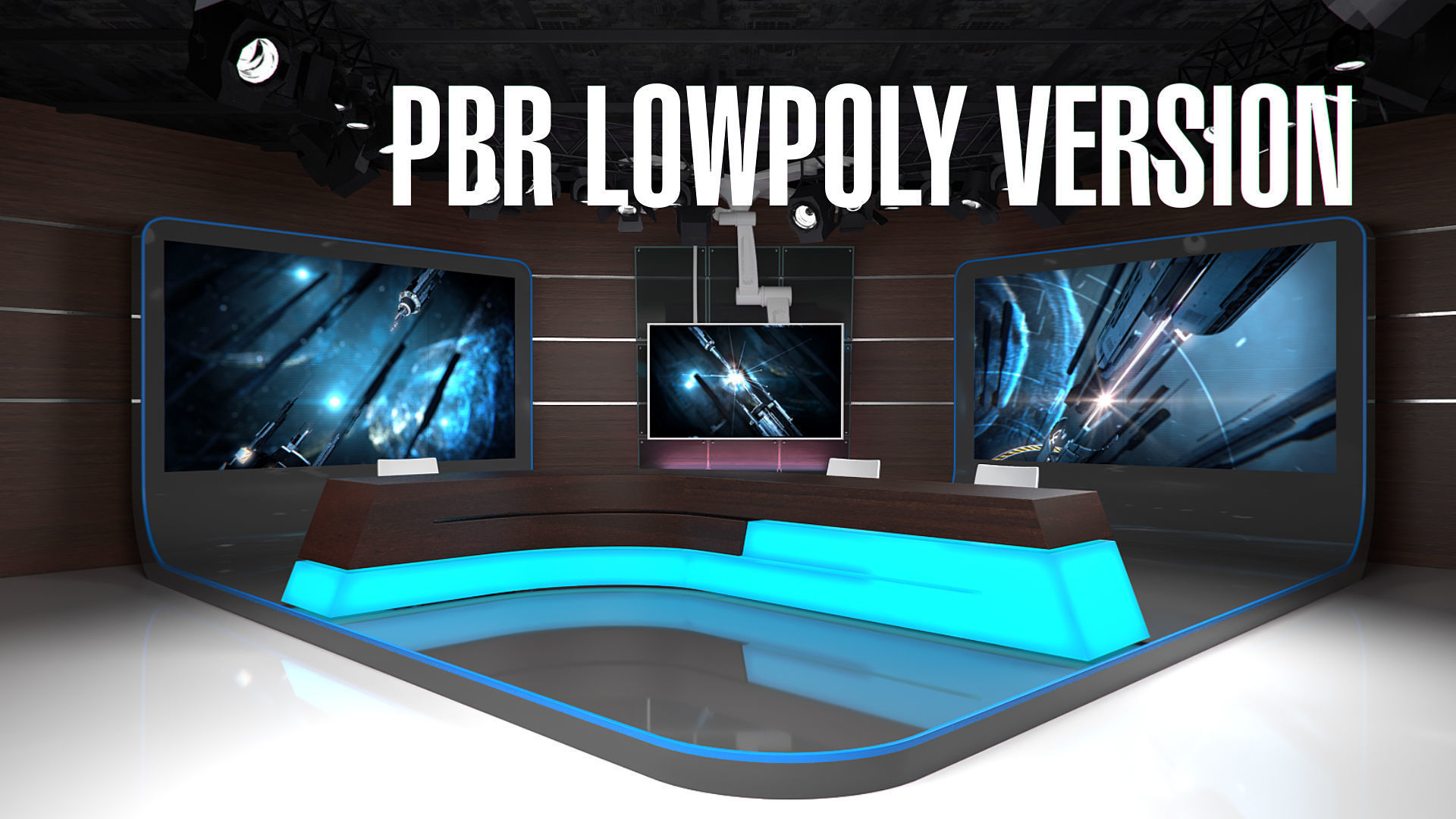 Virtual TV Studio 06 PBR Low-poly 3D model_14