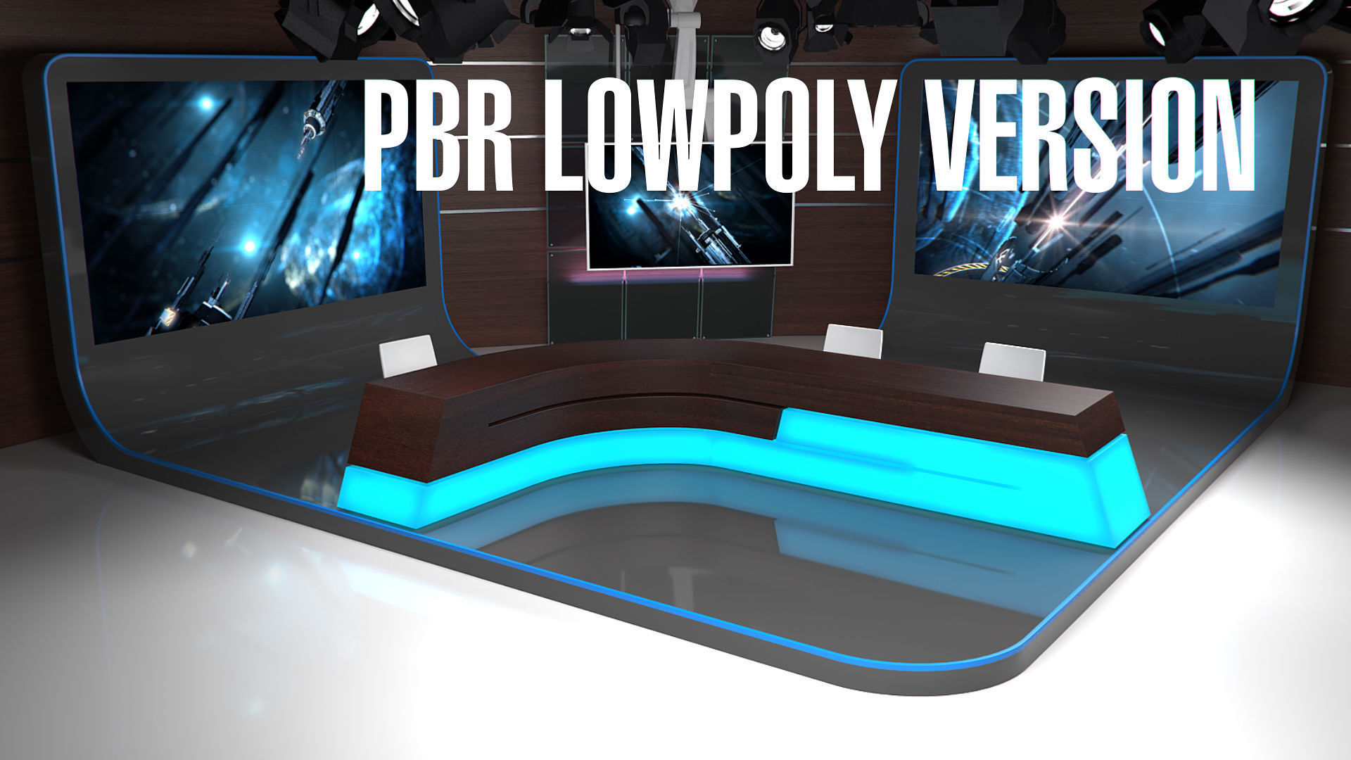 Virtual TV Studio 06 PBR Low-poly 3D model_15