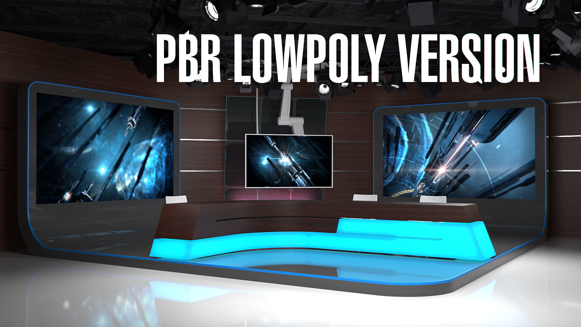 Virtual TV Studio 06 PBR Low-poly 3D model_1