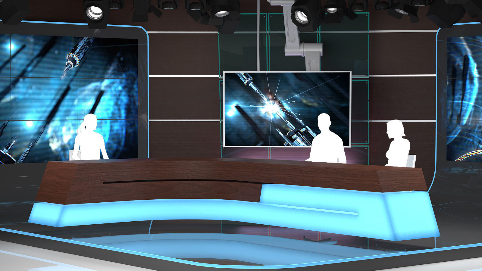 Virtual TV Studio 06 PBR Low-poly 3D model_7