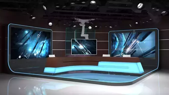 Virtual TV Studio 06 PBR Low-poly 3D model
