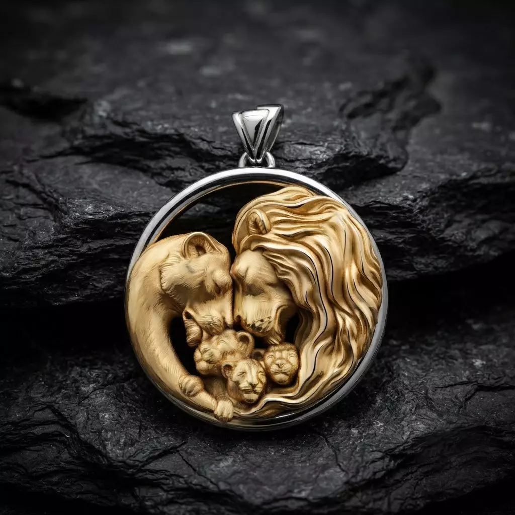 Lions Family Pendant v3 3D print model