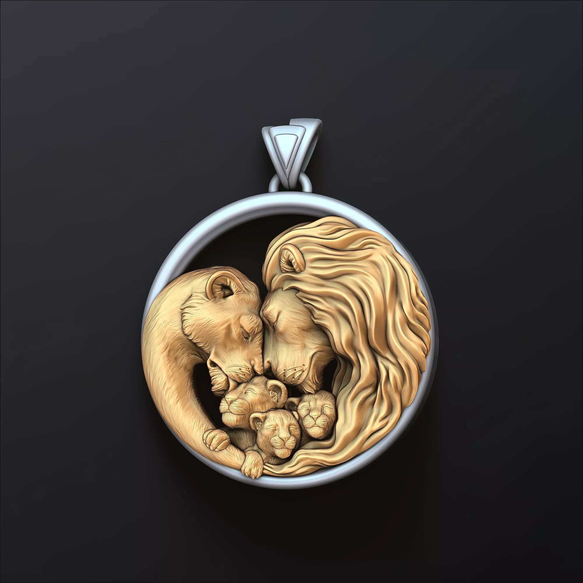Lions Family Pendant v3 3D print model