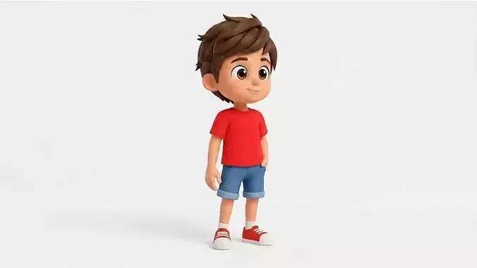 Cute Cartoon Boy Character Rigged Animated Game Ready 3D Model