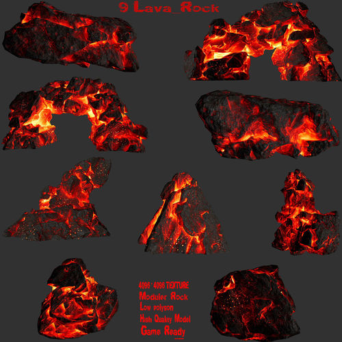 lava rock set 1 Low-poly 3D model