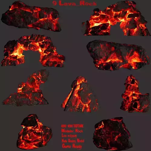lava rock set 1 Low-poly 3D model