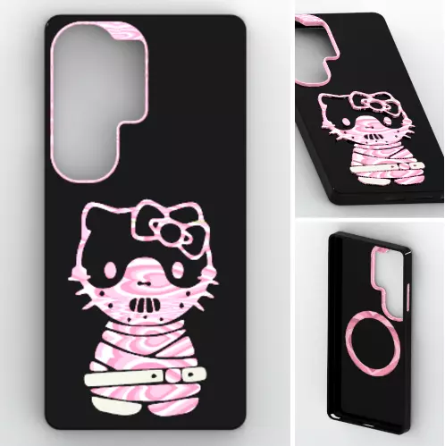 Black Pink Mummy Cat MagSafe Case for Samsung Galaxy S26 Ultra 3D print model