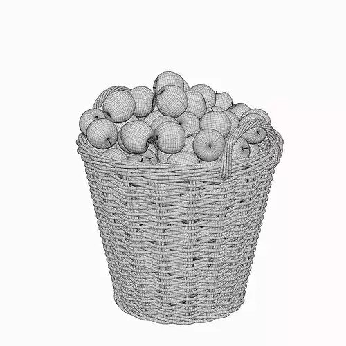 Wicker Basket with Apples 3D Model Low-poly 3D model 7