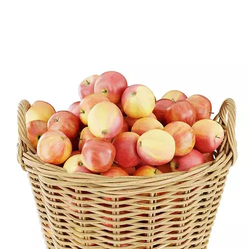 Wicker Basket with Apples 3D Model Low-poly 3D model 4