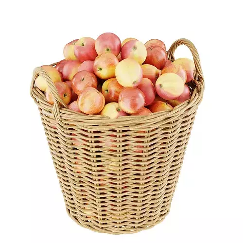 Wicker Basket with Apples 3D Model Low-poly 3D model 5