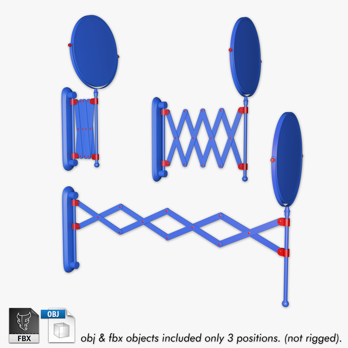 Scissor Wall Mirror Rigged 3D model_12